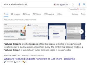 Featured snippet with images