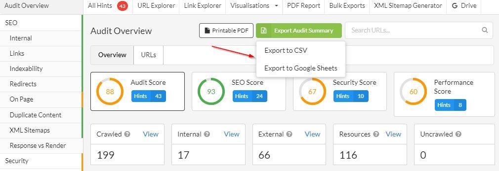 Sitebulb Review: Export Audit Summary 