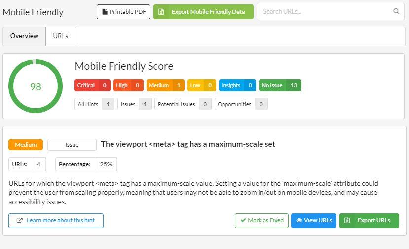 Sitebulb Review - Mobile friendliness 