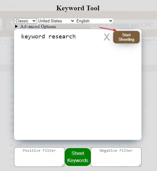 keyword sheeter 