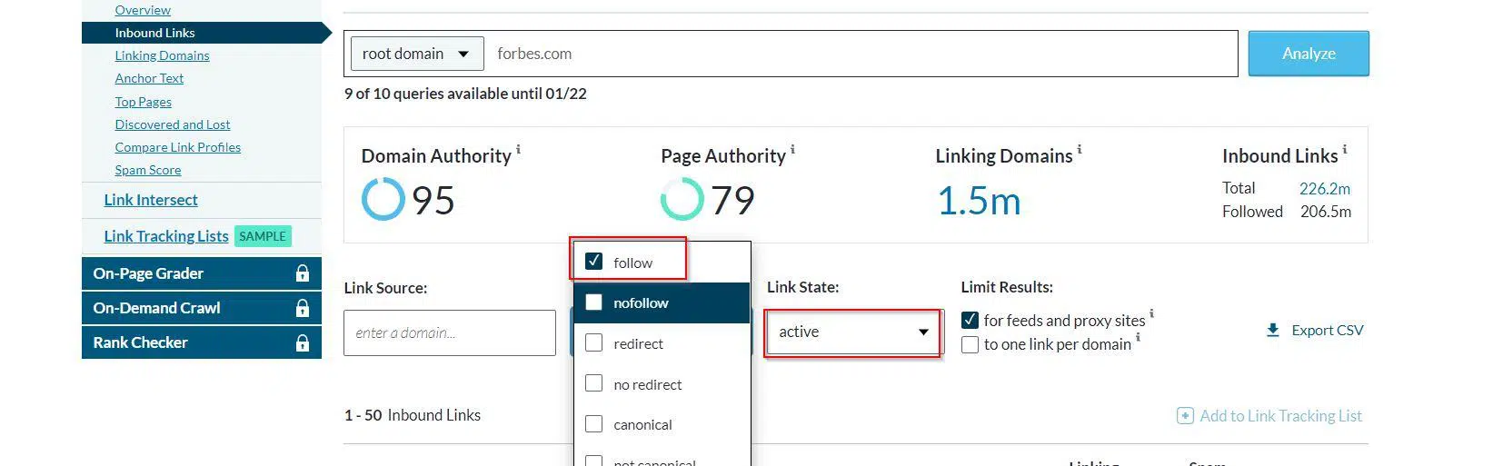 Moz link explorer for competitor backlink analysis 