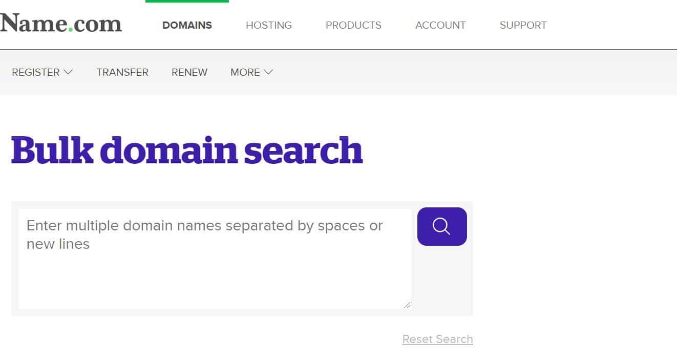 name.com for bulk domain check 