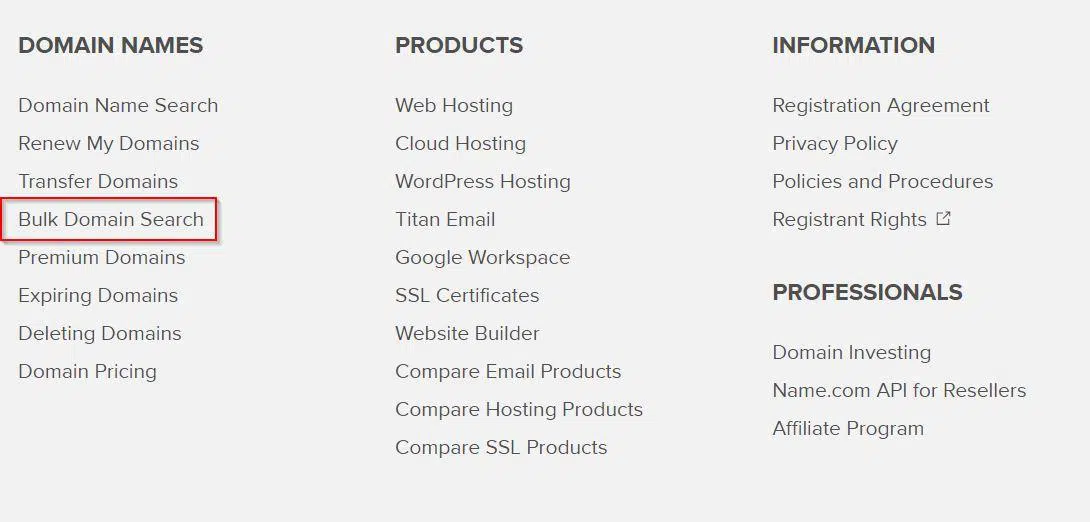 name.com for expired domain hunting 