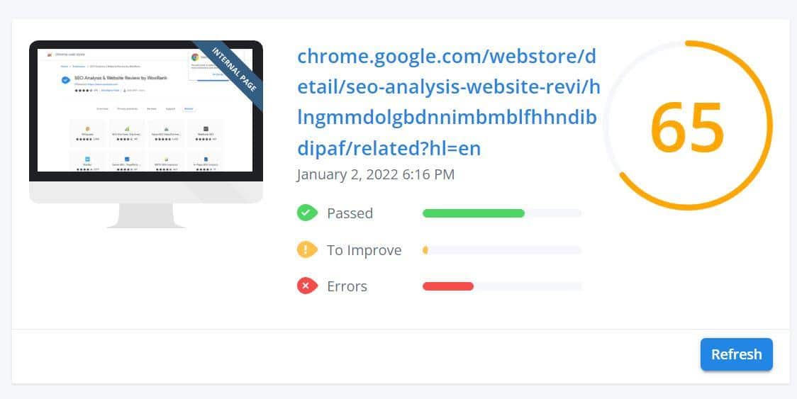 Woorank SEO analysis 