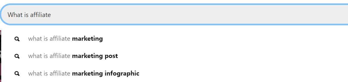 what is affiliate marketing: Using Pinterest autosuggest for keyword research 