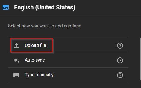 Upload subtitles file to a video 