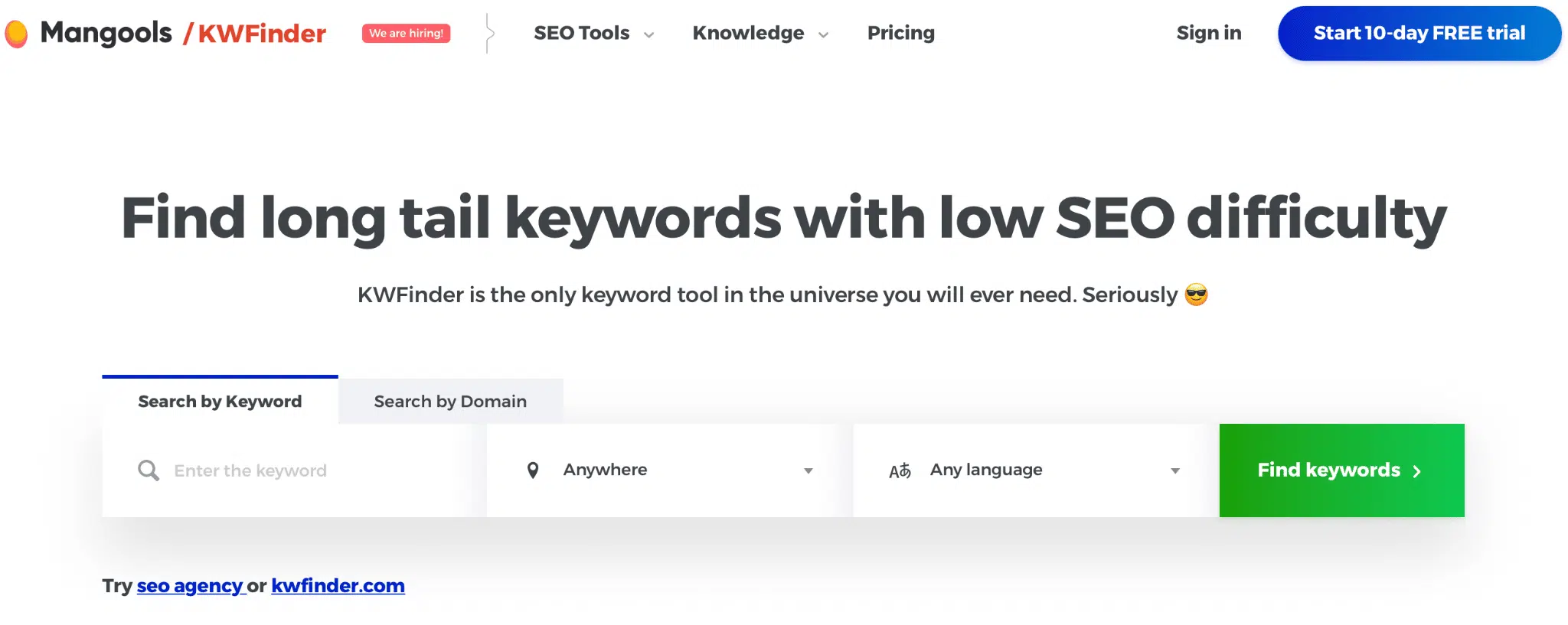 kwfinder: seo keyword tool