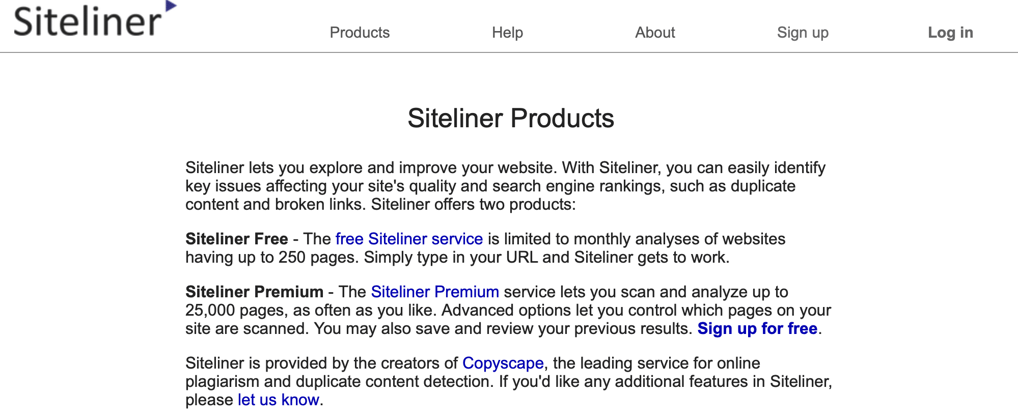 Siteliner free and premium