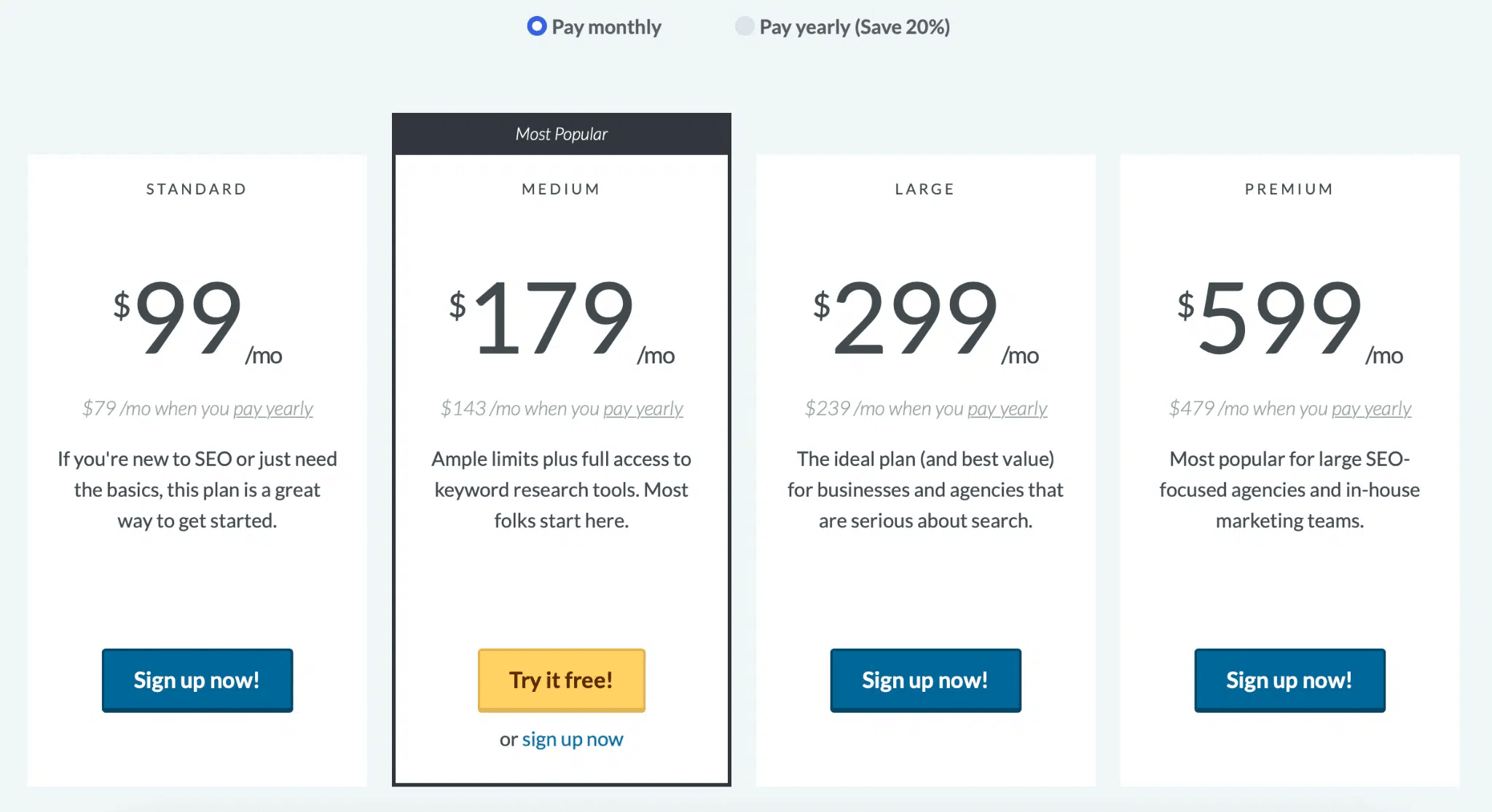 Moz SEO pricing