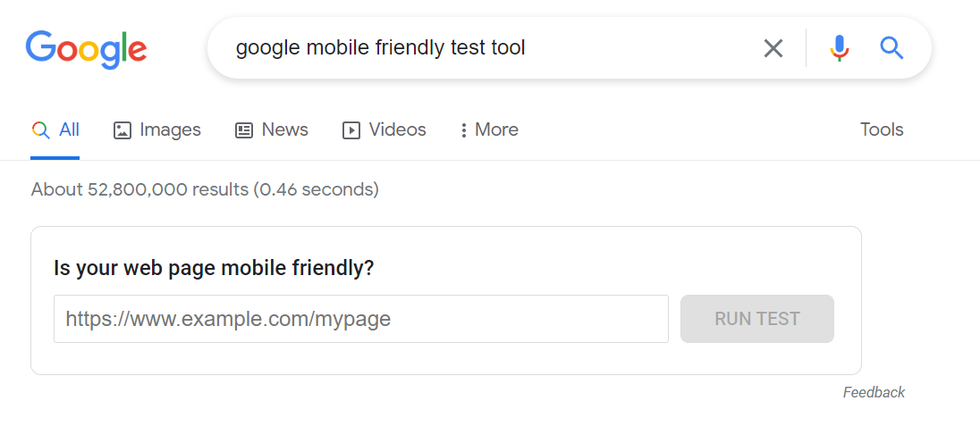 Google mobile friendly test tools