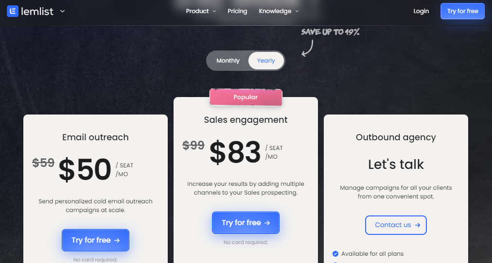Lemlist pricing