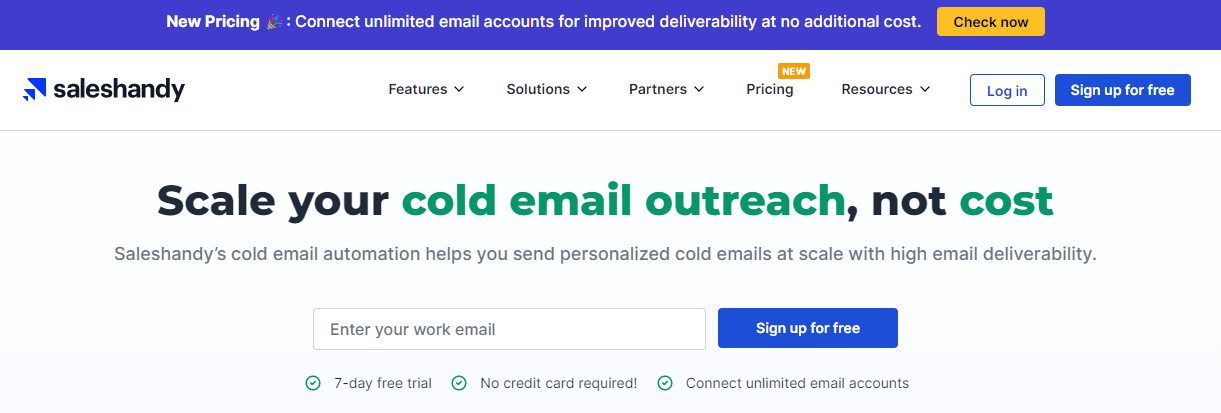 Saleshandy promises cold email automation at scale