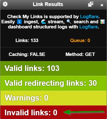 Check my Links extension screenshot