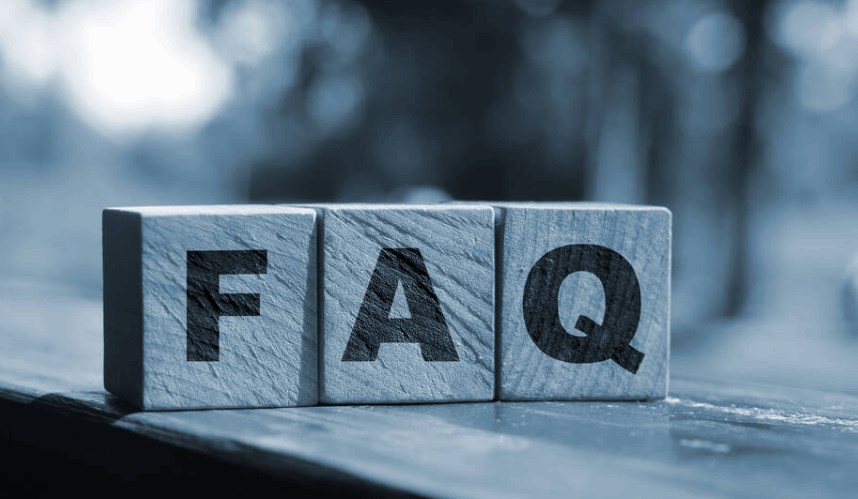 FAQ written on three separate blocks attached together. (FAQs about link-building)